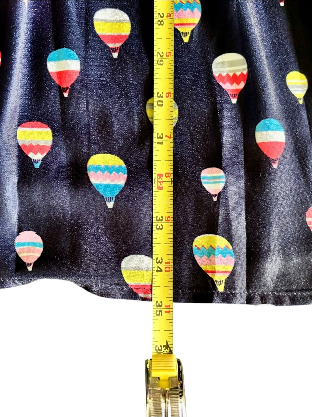 Women's L/XL Paper Plane London A Line Navy Hot Air Balloon Print Midi Dress - Picture 9 of 9